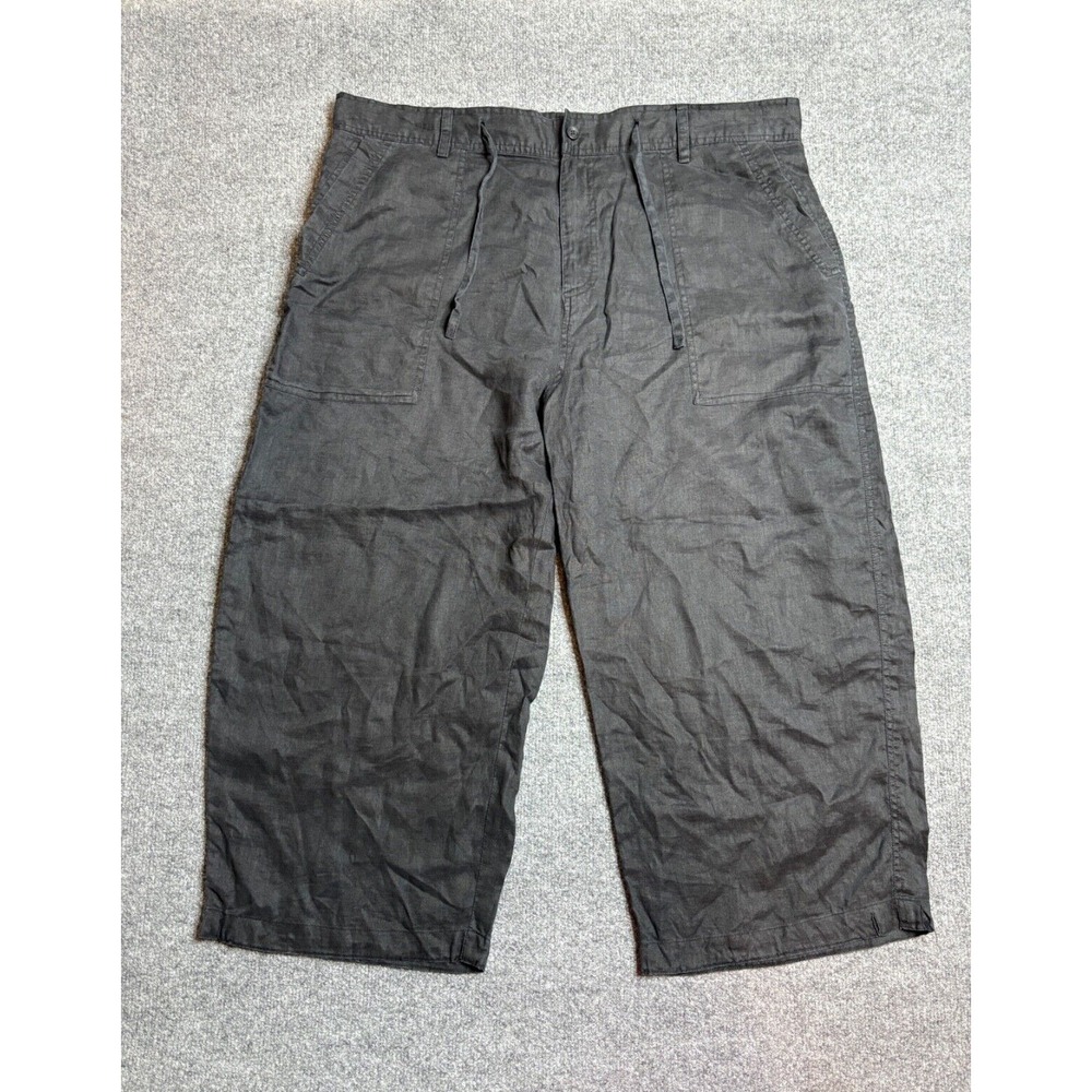 Prestige Linen Pants Womens 40 Black Linen Loose Cargo Lightweight Summer